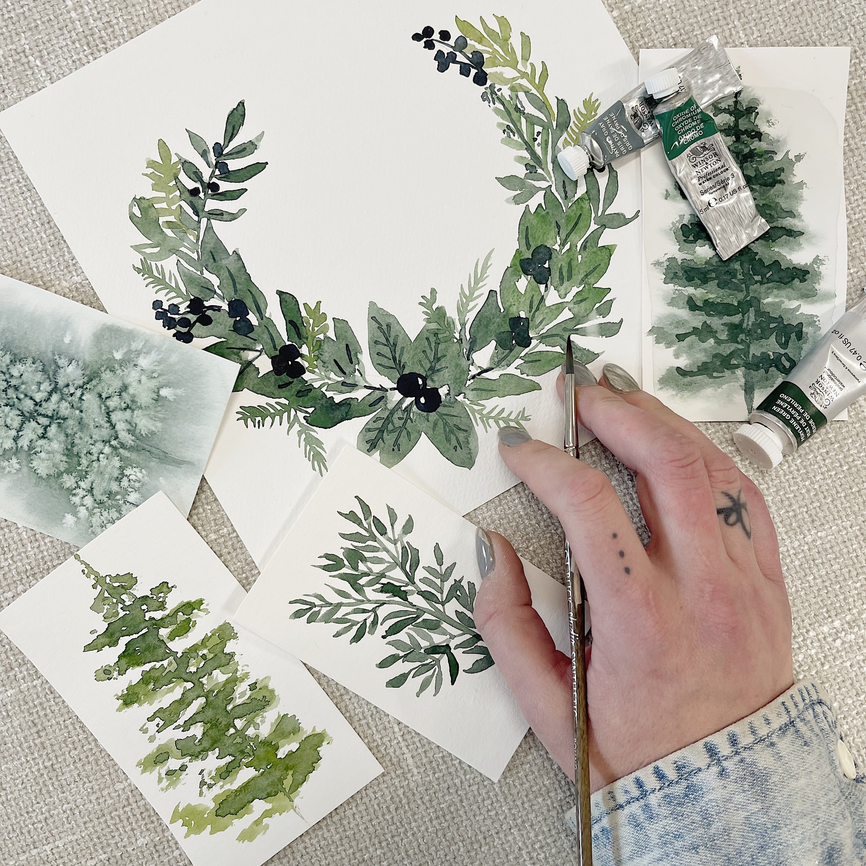 Watercolor Class: Holiday Greenery